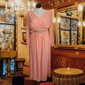 Vintage 70s Peach Evening Gown